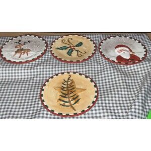 Cute Colorful Christmas 4 1/2” Novelty Cookie Plates By Market Set Of 4